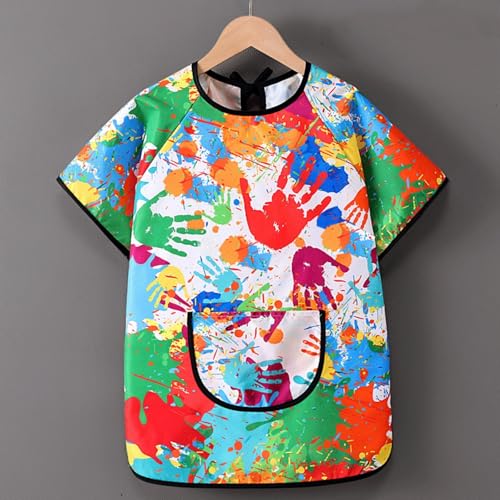 Artist 𝐂ostume for Kids Child's Art Overalls Apron Painting 𝗦upplies Toddler Short Sleeve Art Smock with Pocket3