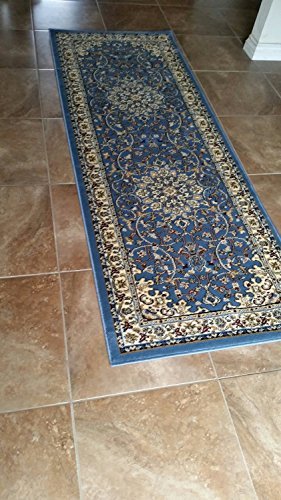 Deir Debwan Traditional Persian Runner 330,000 Point Oriental Area Rug Light Blue Green Burgundy Beige Deir Debwan Design 603 (2 Feet X 7 Feet 2 Inch) #TOP4