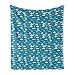 ABAKUHAUS Asilo Coperta di flanella in pile, Pioggia cielo nuvole Bulloni Sun, peluche per uso interno ed esterno, 175 x 230 cm,Blue Sea senape bianca