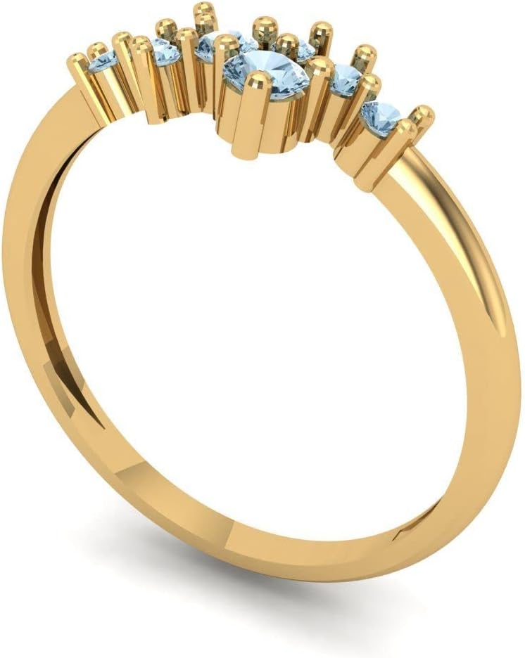 Clara Pucci 14K Yellow Gold Stacking Vintage Blue Moissanite Eternity Wedding Band (0.17 cttw)