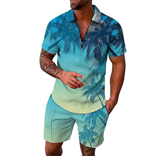 Traje de dos piezas vacacional con camisa de manga corta y pantalones cortos cómodos de verano