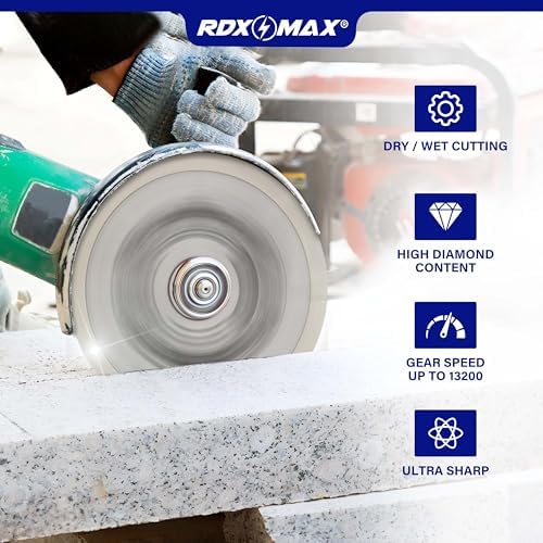 RDXMAX ® 115mm Diamond Cutting Discs for Angle Grinder-Super Thin Fast,Clean Cut on Porcelain,Granite,Marble,Concrete,Tiles,Stones,Bricks & Ceramics-4.5" Wheel -Size (115 x 2.2 mm Dry Cutting) 5 RDXMAX ® 115mm Diamond Cutting Discs for Angle Grinder-Super Thin Fast,Clean Cut on Porcelain,Granite,Marble,Concrete,Tiles,Stones,Bricks & Ceramics-4.5" Wheel -Size (115 x 2.2 mm Dry Cutting) - Image 5