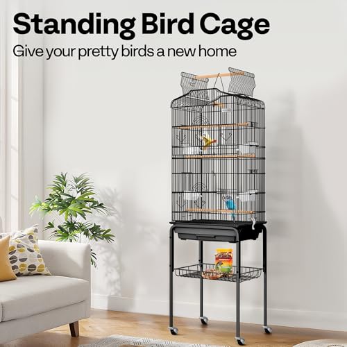 image for VIVOHOME 64 Inch Bird Cage with Play Top and Rolling Stand for Parrots