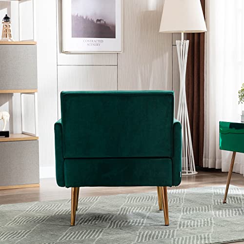 Olela Velvet Accent Chair With Arms For Living Room, Modern Tufted Single Sofa Armchair With Gold Metal Legs Upholstered Reading Club Chair For Bedroom Office Decorative (Green - Velvet) #TOP4