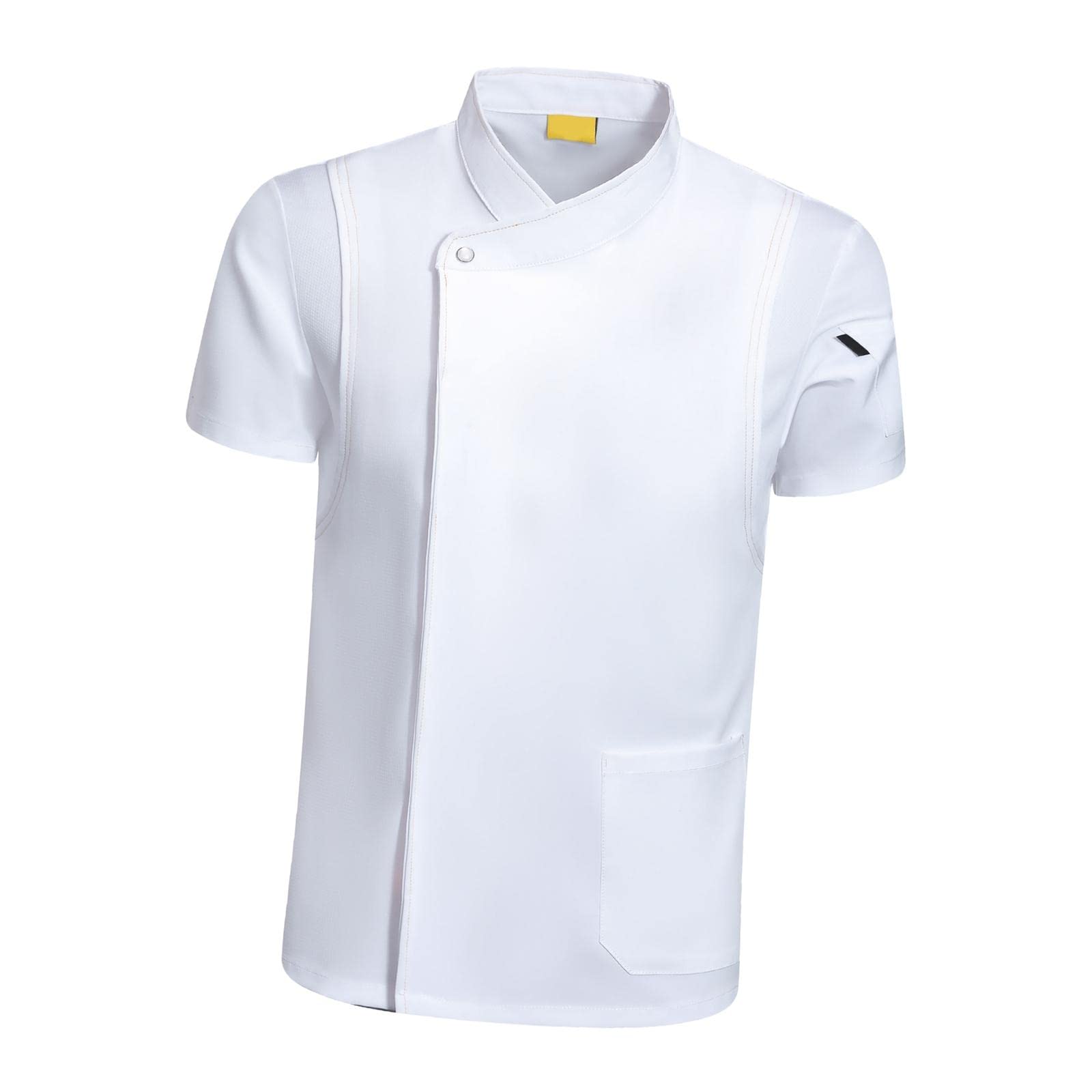 Chaqueta de Uniforme, Chaqueta Profesional de Manga Corta con Práctico Bolsillo, Tejido Cómodo, Adecuada para Restaurantes, Hoteles, Panadería