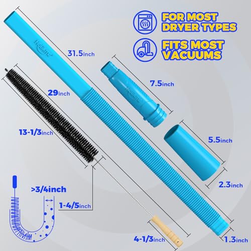 Holikme 1H0.5L 2 Pieces Dryer Vent Cleaner Kit Clothes Dryer Lint Vent Trap Cleaner Brush & Refrigerator Coil Brush Lint Remover thumb #5
