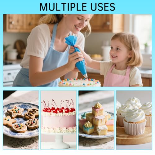 Cake Piping Bags Kit, 100 Pcs Disposable Piping Bags mit 18 Stainless Steel Nozzles, Reusable Icing Piping Bag,Piping Bag Ties, Piping Bags and Nozzles for Cupcake Dessert Cookies Decoration (Style A) - Image 6