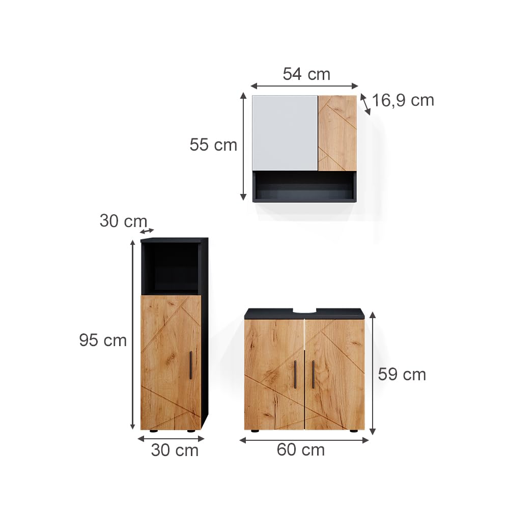 Ensemble Meuble Salle De Bain Vicco Irma - Blanc - 3 Pièces (vasque, étagère, Placard)
