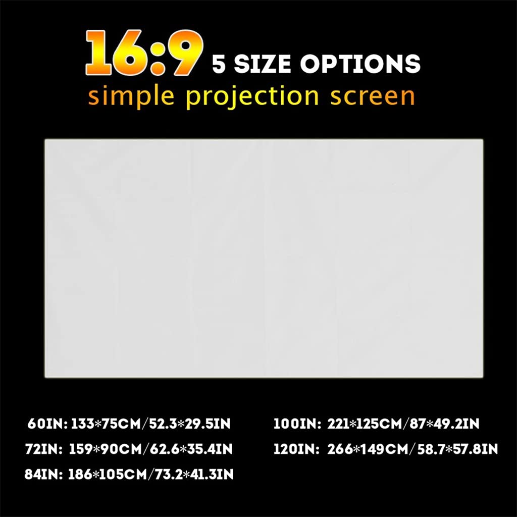 XBTGS Gran pantalla de proyección plegable de 16:9 para el hogar, cine al aire libre, pantalla de video de película de 120 pulgadas para proyector,