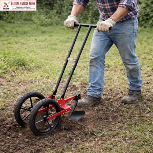 Image of Adjustable Double Wheel Weeder Cum Cultivator Machine | Manual Push Type Garden & Farm Tool for Weed Removal, Soil Loosening & Inter-Cultivation (Harrow-Furrower Attachment)