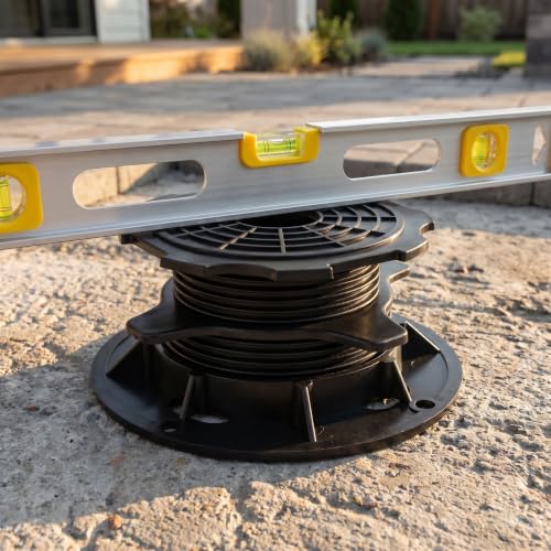 Soporte para suelo de plástico negro ajustable para tarimas de exterior pack de 5 unidades 6