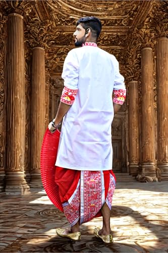 Image of Pure Cotton Full Sleeves Kurta with dupion silk Dhoti pant set (701)