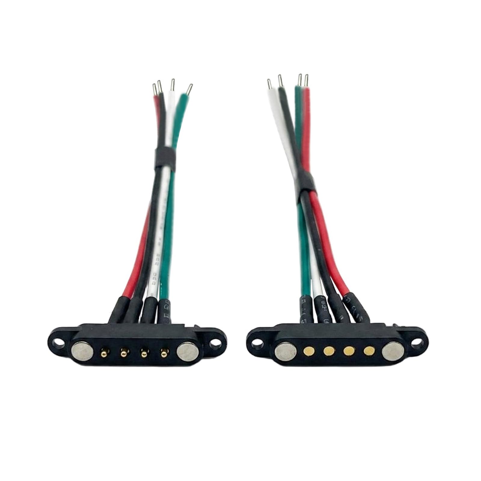 Photo 1 of 1 Pair Magnetic Pogo Pin Connector with 10CM Cable and Location Hole, 2P/3P/4P/5P/6P/7P/8P PogoPin Magnetic Connector Male+Female 2.54MM Spacing Through Holes Spring Loaded DC Power Socket (4Pin)