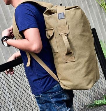 Canvas Backpack Large Capacity Duffel Bag Outdoors Sports Gym Bag Hiking Camping traveling Backpack for Men (Dark Green, Large)