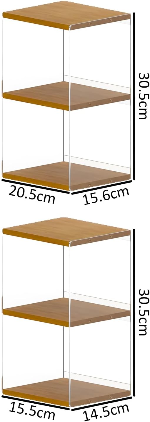 Two-Tier Media Crafted from Hardwood for Efficient Storage and Space Saving Decor Wood Media Storage Box with Open Front for Quick Access and Versatile Use or