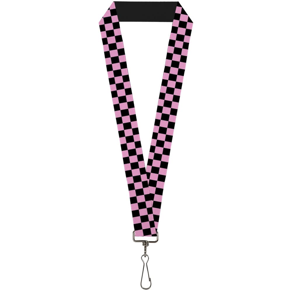 Buckle-Down Checkered Pattern Lanyard - 1 Inch Wide Standard Length Keychain With Steel Clip