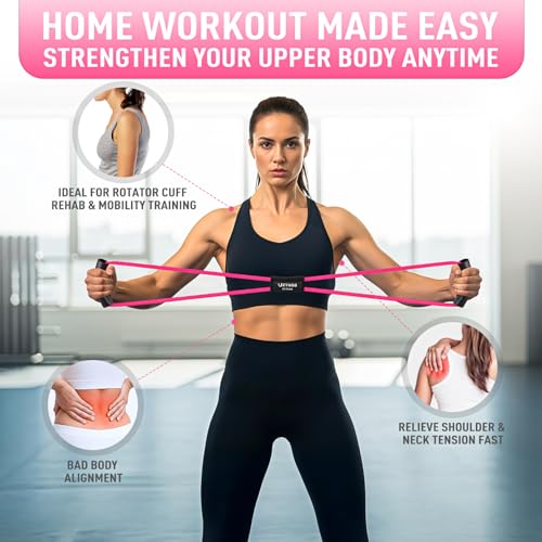 Image of Figure 8 Resistance Bands for Arm, Back - 3-Level Latex Heavy Exercise Bands with Handles for Strength Training, Full Body Workout, Physical Therapy, Pilates, Yoga, Home Gym Equipment for Women