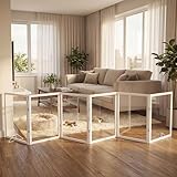 TSAYAWA Extra Wide Clear Dog Gate，6 Panel (107.957' W*24.61' Tall) Wooden Dog Gate, Clear Acrylic Pet Gate，Transparent Freestanding Pet Gate for Doorways Stairs