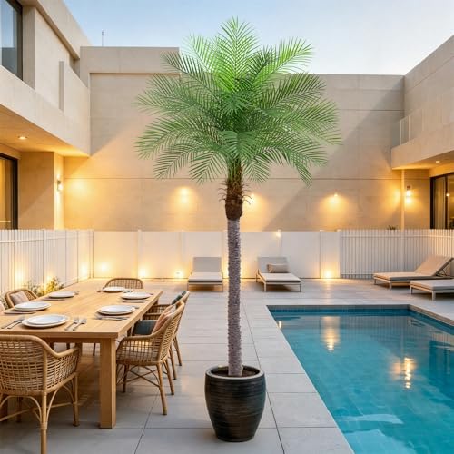 Image of 9ft Artificial Phoenix Palm Tree, Faux Coconut Silk Tropical Fake Palm Plant for Indoor Outdoor Home Office Patio Bathroom Pool Coastal Decor(Set of 2)