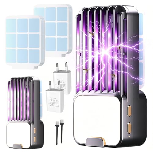 Wxeadu Matainsectos eléctrico, 2 unidades, lámpara antimosquitos con luz LED, trampa eléctrica USB, trampa para mosquitos, trampa para mosquitos, con tiritas para mosquitos, para cocina, interior