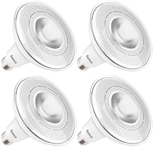 Sunco Lighting Outdoor LED Flood Light, Waterproof PAR38 LED Bulb, Dusk to Dawn, 120W Equivalent 15W, Exterior, Wet-Rated, 5000K Daylight 1250 LM, E26 Base, UL 4 Pack