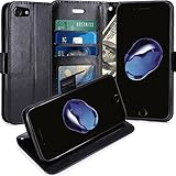 iPhone 7 Case, LK Luxury PU Leather Wallet Flip Protective Case Cover with Card Slots & Stand For Apple iPhone 7 (Black)
