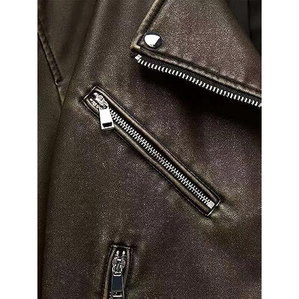 Adhdyuud Vrouwen Vintage Losse Rits Riem Pu Faux Lederen Jas Streetwear Moto Biker Jas Chic Uitloper