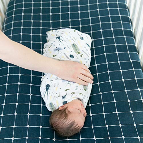 Graced Soft Luxuries 100% Cotton Fitted Crib Sheet For Standard Crib And Toddler Mattresses, For Baby Boys And Girls (Dotted Grid) #TOP2