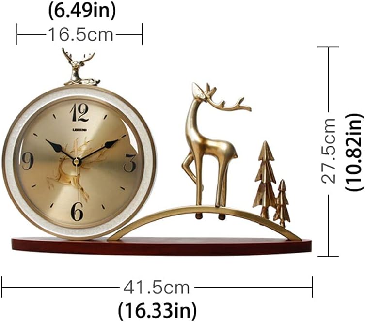 Table Clock Silent Table Clock Imitation Deer Table Clock Home Living Room Bedroom Decoration Desktop Ornaments Table Clock 10.82 Inches Table Clock (Color : B) (A)