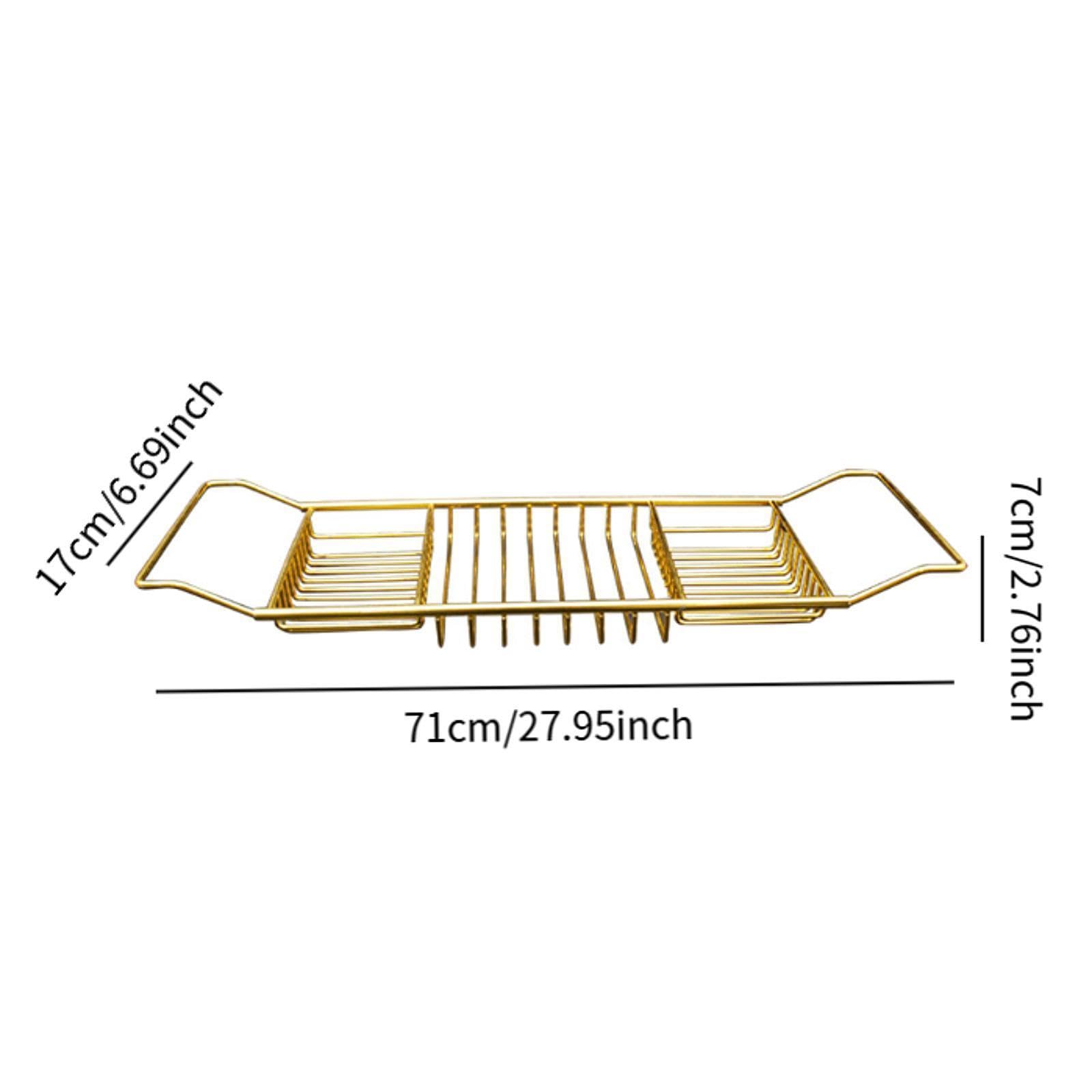 Baoblaze Vassoio per Vasca da Bagno Vassoio per Vasca da Bagno Semplice Antiscivolo Multifunzionale Supporto per Vasca da Bagno Scarico Mensola per Bagno per, Oro
