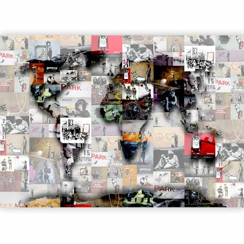 artgeist Wall Mural Banksy 135x101 in - Peel and Stick Self-Adhesive Wallpaper Removable Large Sticker Foil Wall Decor Print Picture Image Design k-C-0055-a-b