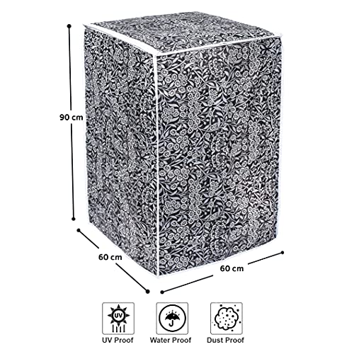 Image of Classic Top Load Washing Machine Cover Suitable For IFB 6.5 Kg, 7 Kg, 7.5 Kg, 8 Kg, 8.5 Kg, 9 Kg, 9.5 Kg, 10 Kg (60cmsX60cmsX90cms, Black Flower)