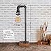 Industrial Touch Lamp with USB Port, 3-Way Dimmable Vintage Lamp, Touch Control Bedside Lamp Iron Pipe Retro Lamp Resin Base Rustic Edison Lamp for Boys Room, Living Room, Office, 6W LED Bulb Included