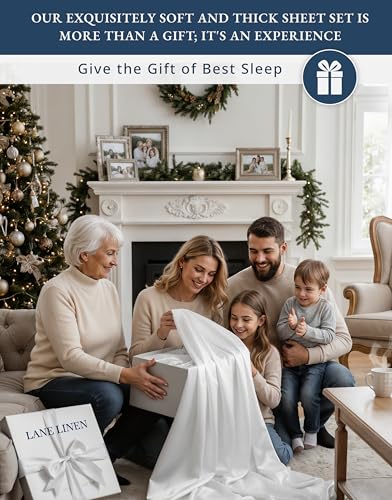 Image of LANE LINEN Cooling Bed Sheets King 100% Egyptian Cotton Sateen - White | King Sheet Set Cotton - 4-Piece Set, For A Luxurious Night's Sleep, For Guests And Everyday Use, OEKO-TEX Certified
