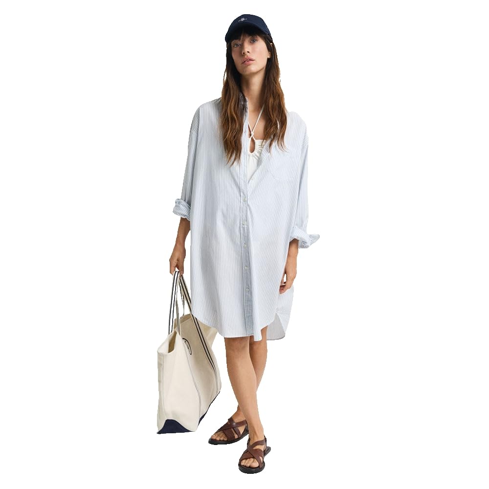 GANT OS Luxury Oxford Striped Dress, Fresh Blue, 16
