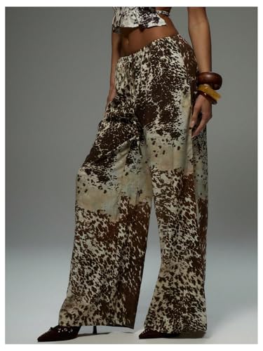 GORGLITTER Women's Leopard Cheetah Print Wide Leg Pants Animal Lightweight Travel Track Pants Casual Work Trousers2