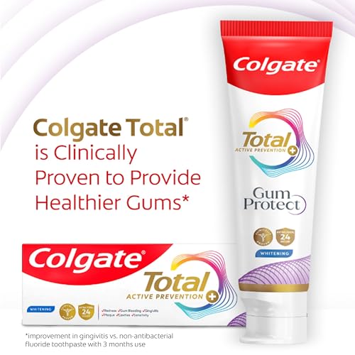 Colgate Total Active Prevention Gum Protect Whitening Toothpaste, Whitening Gum Toothpaste for Inflammation, Redness, Bleeding, Irritation, and Sensitivity, SLS Free, 3 Pack, 3.0 oz - Image 6