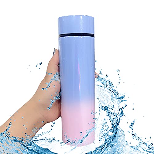 500ml 水筒 ステンレス 直飲み 軽量 保冷 ボトル 保温 温度表示 真空断熱スポーツボトル 大容量 登山 自転車釣り 青い粉の勾配