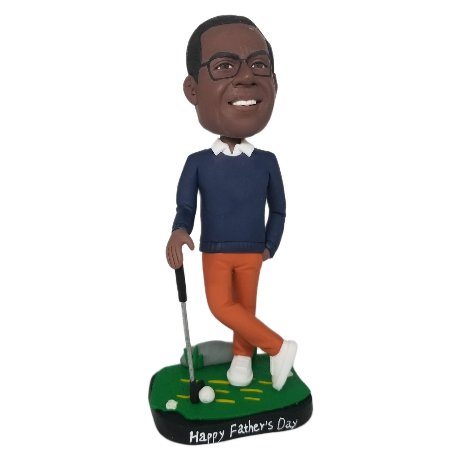 Niestandardowa figurka Bobblehead Spersonalizowane prezenty dla lalek Black Golfer dla taty chłopaka męża szefa biura współpracownika, wykwintne detale, kolekcjonerska ręcznie robiona rzeźba na deskę rozdzielczą samochodu