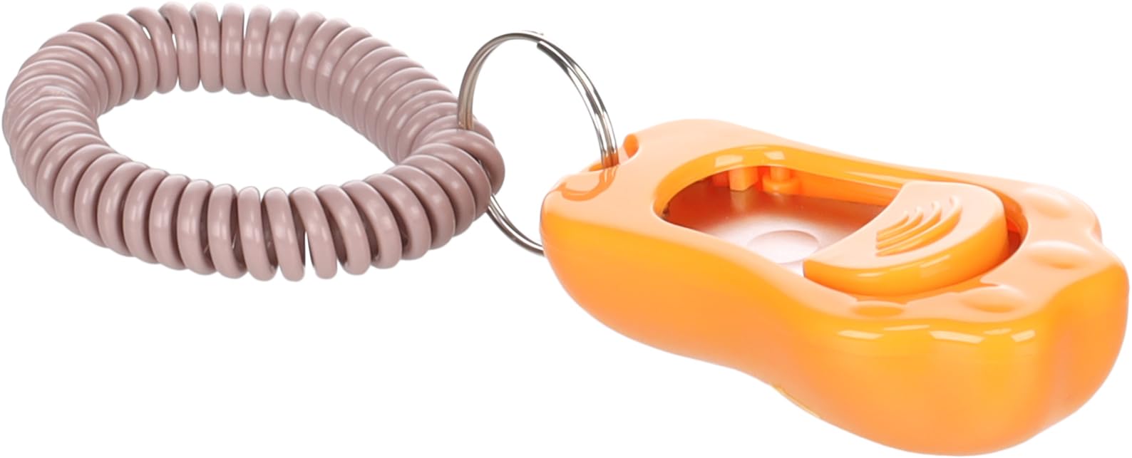 Flamingo Clicker voor puppy Xer Oker, 6,5 x 4 x 2,5 cm, met een drukknop en flexibel koord, schuifregelaar aan de achterkant om 4 verschillende hoogtes in te stellen