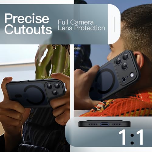 Image of JETech Magnetic Case for iPhone 17 Pro 6.3-Inch Compatible with MagSafe, Camera Lens Full Protection, Translucent Matte Back Slim Minimalist Shockproof Phone Cover (Black)
