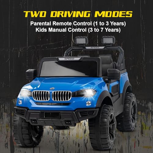 Image of Kawaii Kids Speed 888 Ride On 12V 7mah Rechargeable Battery Operated Solid Designed Jeep for 1 to 7 Year Kids| Boys| Girls| Children (Blue)