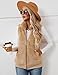 LOMON Womens Fuzzy Fleece Vest, Casual Warm Sleeveless Zip Up Sherpa Vest Jacket with Pockets for Fall/Winter Tan Camel S