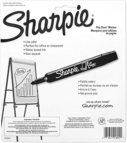 Image of Sharpie 1760445 Bullet Point Flip Chart Marker - Bullet Marker Point Style - Black Ink - 8 / Pack