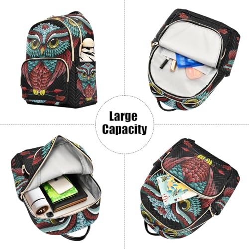Image of ALAZA Boho Owl Print Bohemian Small Backpack Purse for Women Travel Bag Fashion Daypack Back Pack Shoulder Bag