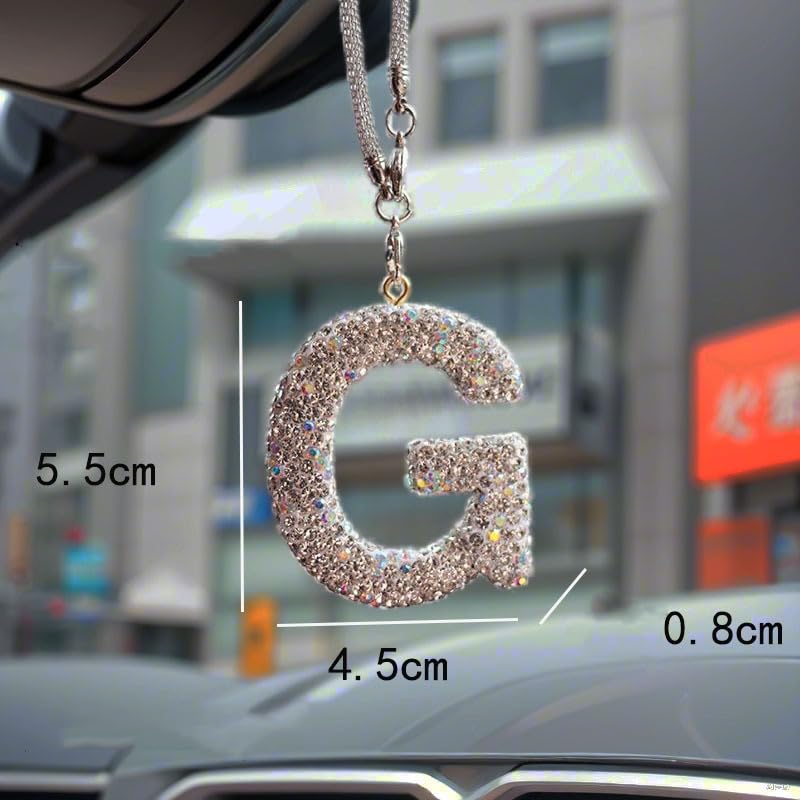 Cobee Heart Diamond Hanging Bling Accessories, Crystal Rear View Mirror Charms, Lucky Decor, Interior Hanging Pendant Charm Ornament For Women (White