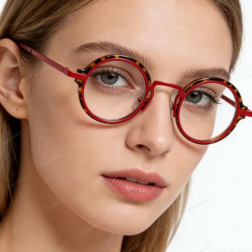 Image of Classic Round Glasses for men women Circle Blue Light Eyeglasses Hippie Style Non Prescription Eyewear