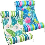 WERNNSAI 2 Pack Inflatable Pool Floats - Water Hammock for Adults Fabric Mesh Pool Floaties Multi-Purpose 4-in-1 Saddle Lounge Chair Hammock Drifter Soft Pool Raft for Lake Beach Party