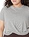 Amazon Essentials Women's Soft Cotton Knot Front Cropped Yoga T-Shirt (Available in Plus Size), Light Grey Heather, 1X
