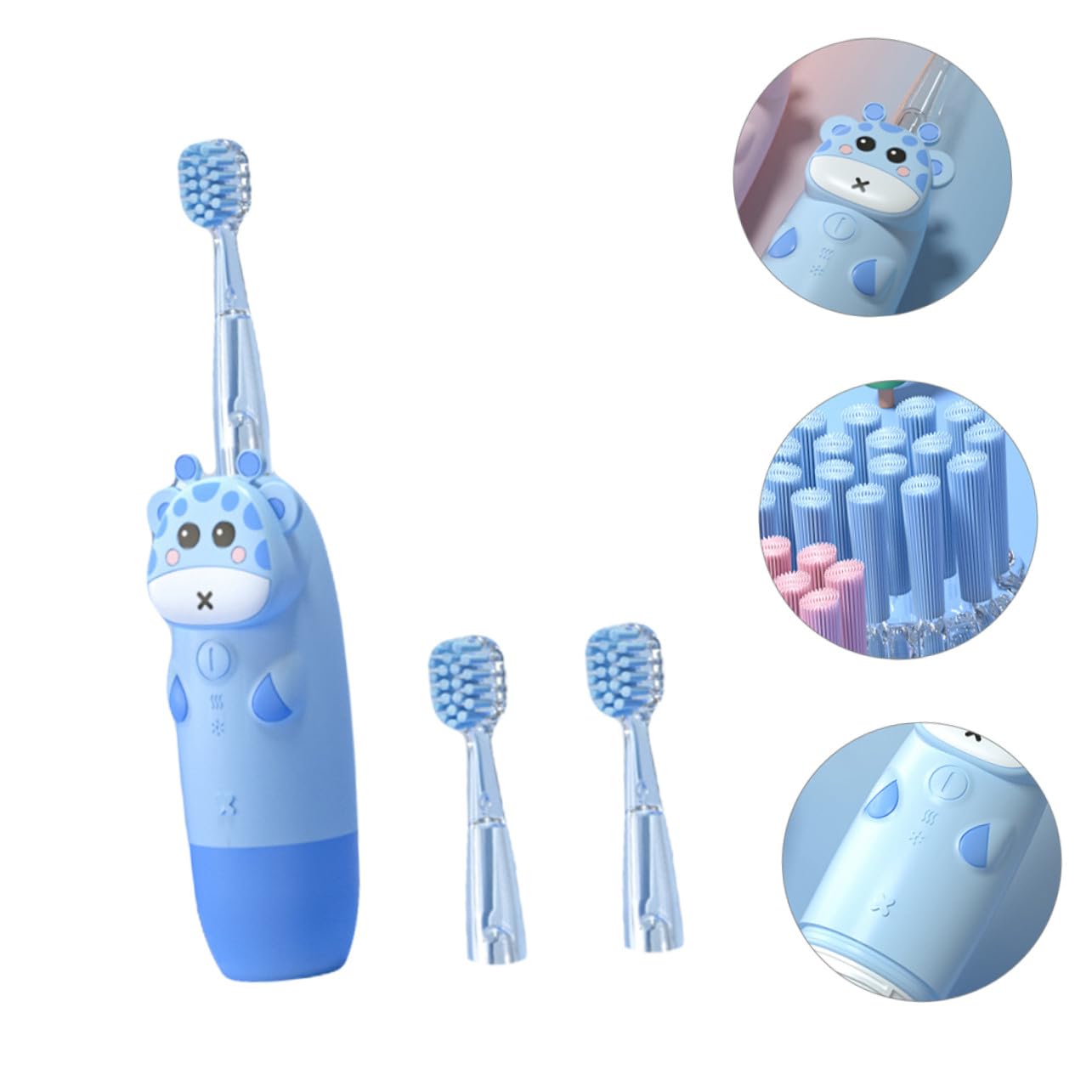 Cepillo de Dientes Eléctrico Infantil Sónico 1 Set Frecuencia Ajustable y Diseño, Adecuado para Cuidado Dental Seguro y Eficaz para Niños y Bebés